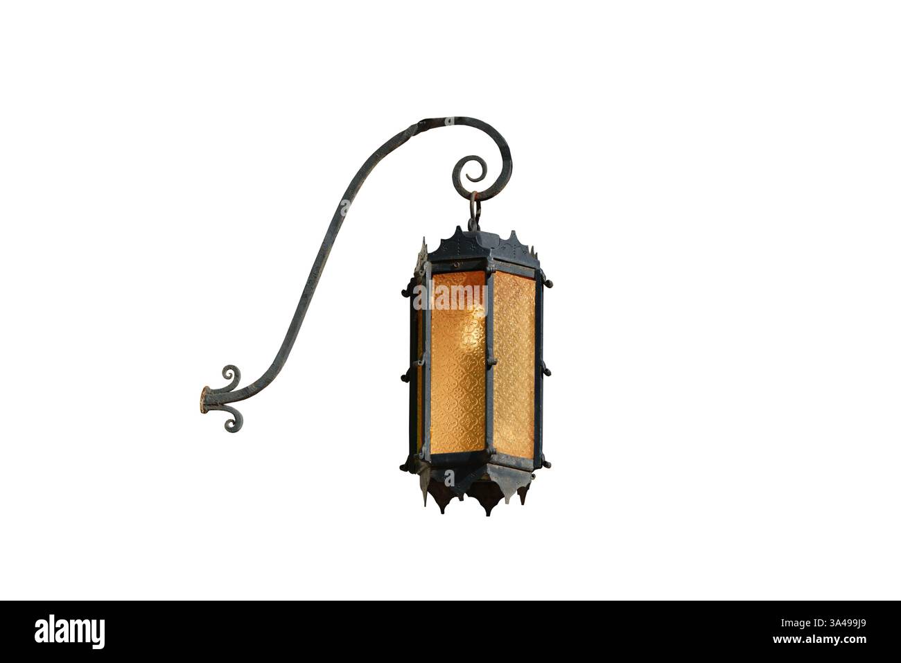 Vintage Straßenlaterne isoliert auf weißem Hintergrund Stockfoto