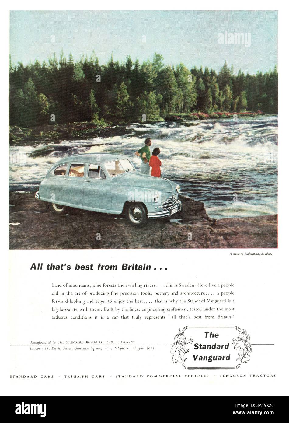 1952 Werbung im britischen Magazin Standard Vanguard Stockfoto
