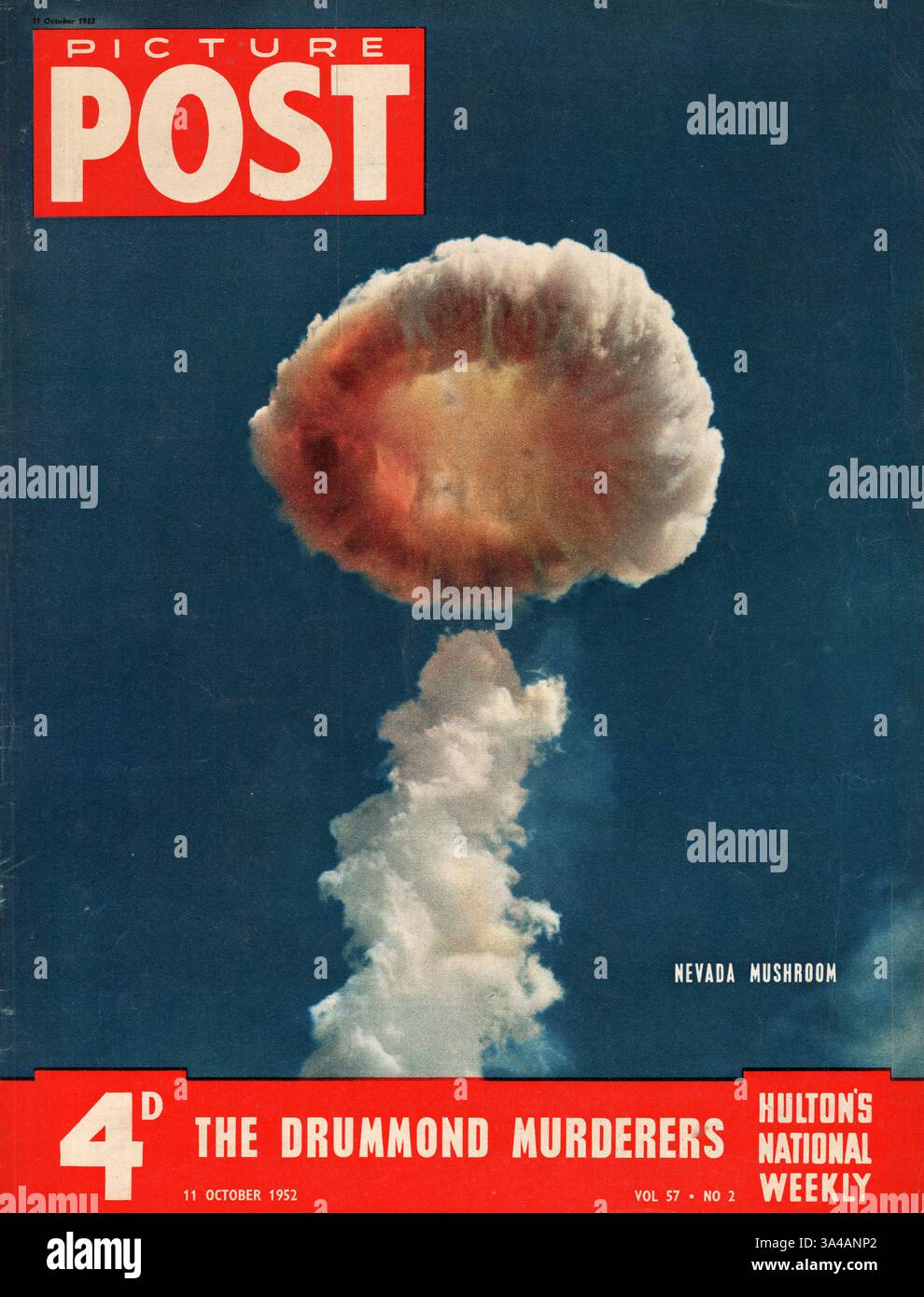 1952 Picture Post Nuclear Bomb Pilz Wolke Stockfoto