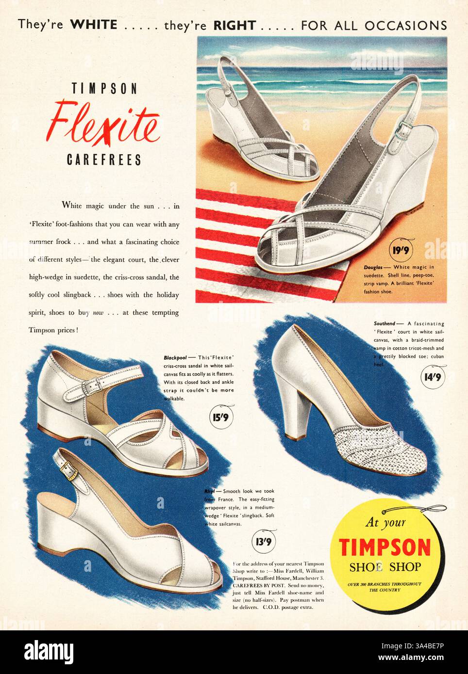 1953 Werbung für Timpson Schuhe Stockfoto