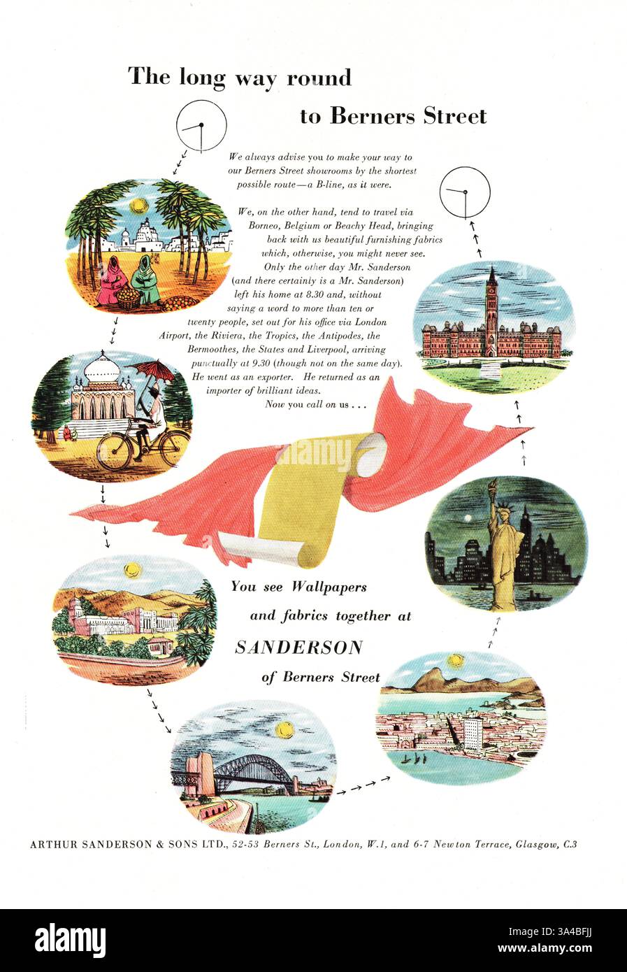 1953 UK-Werbespot Sanderson Wallpaper Stockfoto