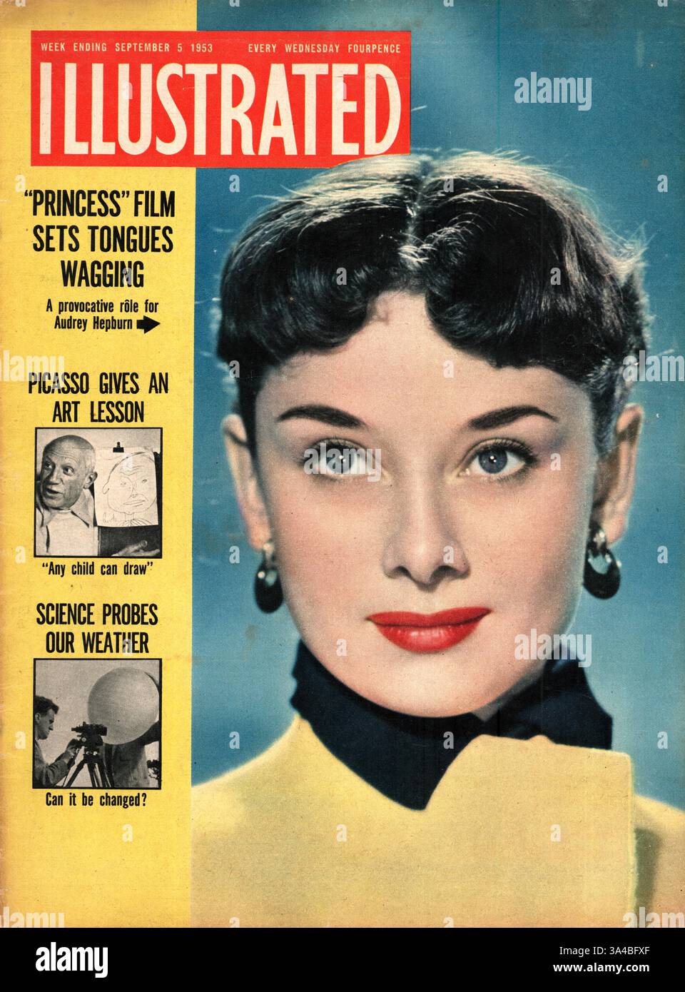 1953 Illustrated Magazine Schauspielerin Audrey Hepburn Stockfoto