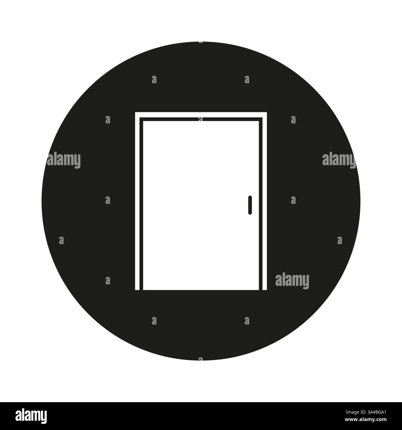 Türsymbol. Einfacher kreisförmiger Rahmen. Schwarz-weiß-Vektor. Minimalistisches geometrisches Symbol. Stock Vektor