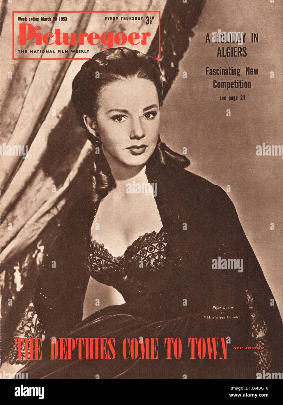 1953 Picturegoer-Schauspielerin Piper Laurie Stockfoto
