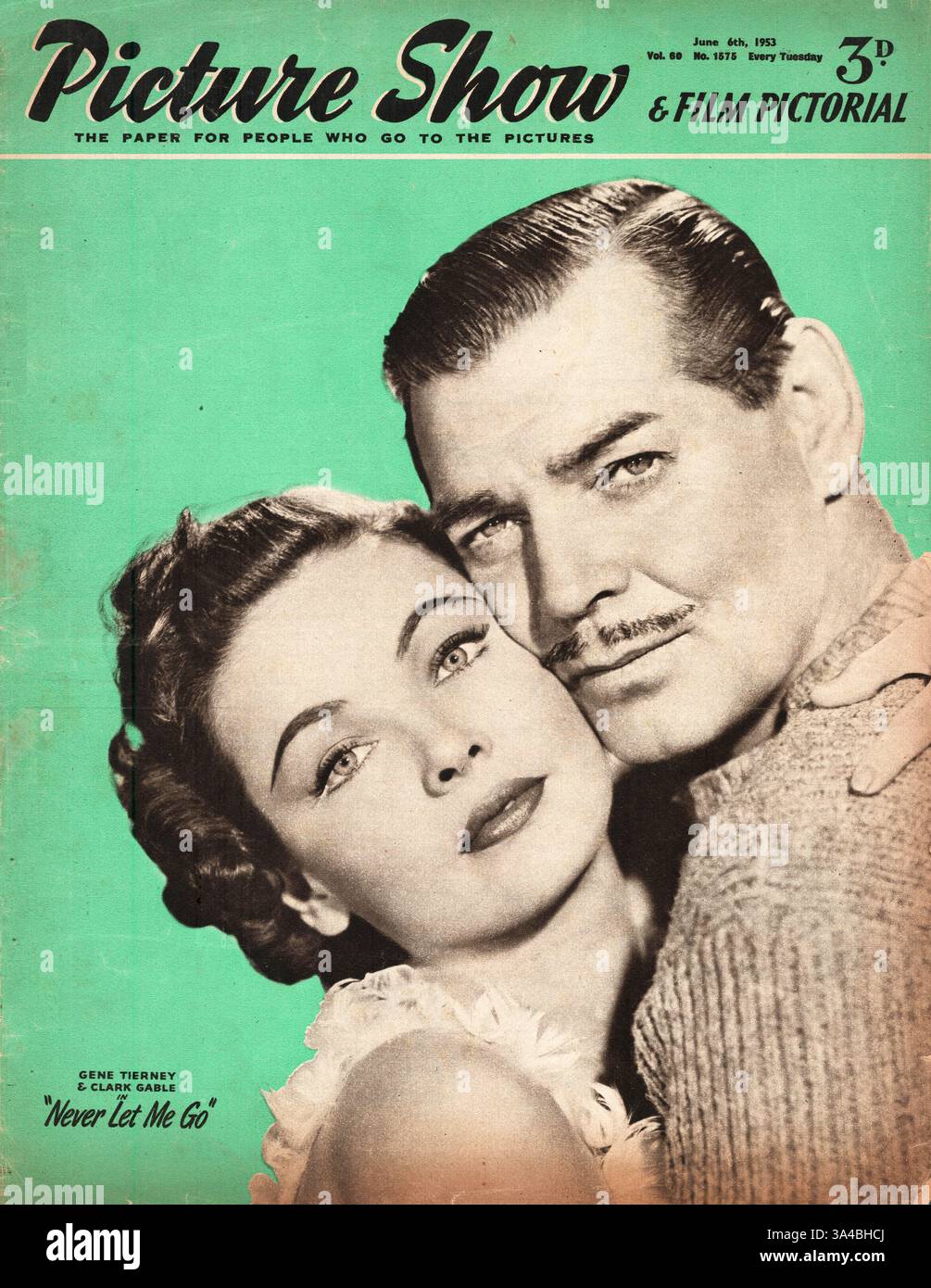1953 Picture Show Gene Tierney und Clark Gable Stockfoto
