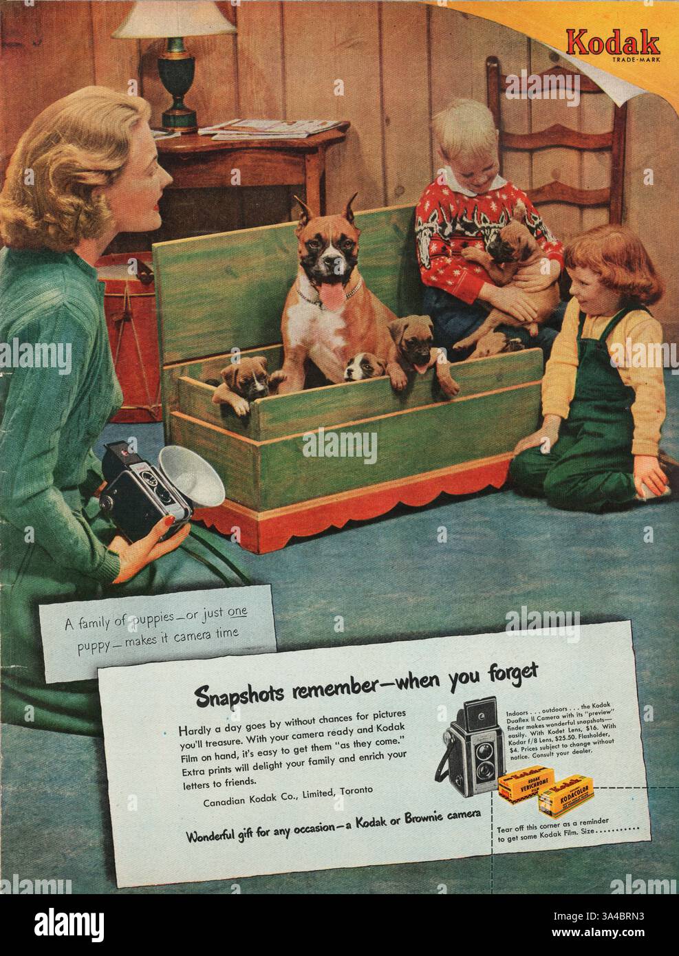 1951 Kanadisches Magazin Kodak Kodachrome Film Advert Stockfoto