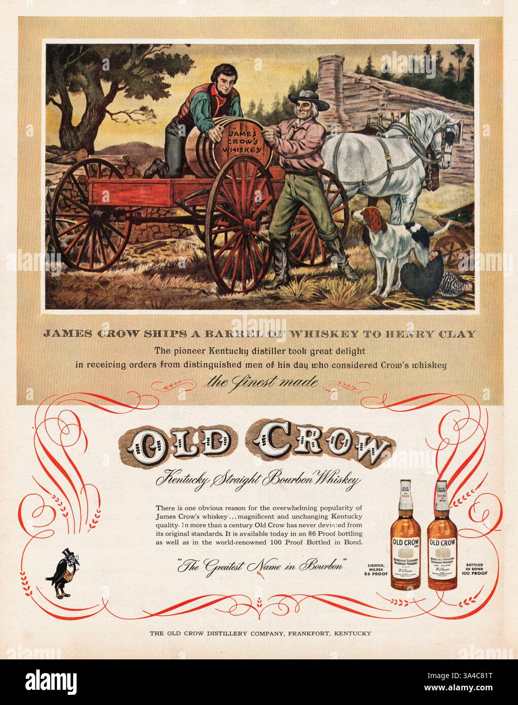 1953 U. S Magazine Old Crow Whisky Werbung Stockfoto
