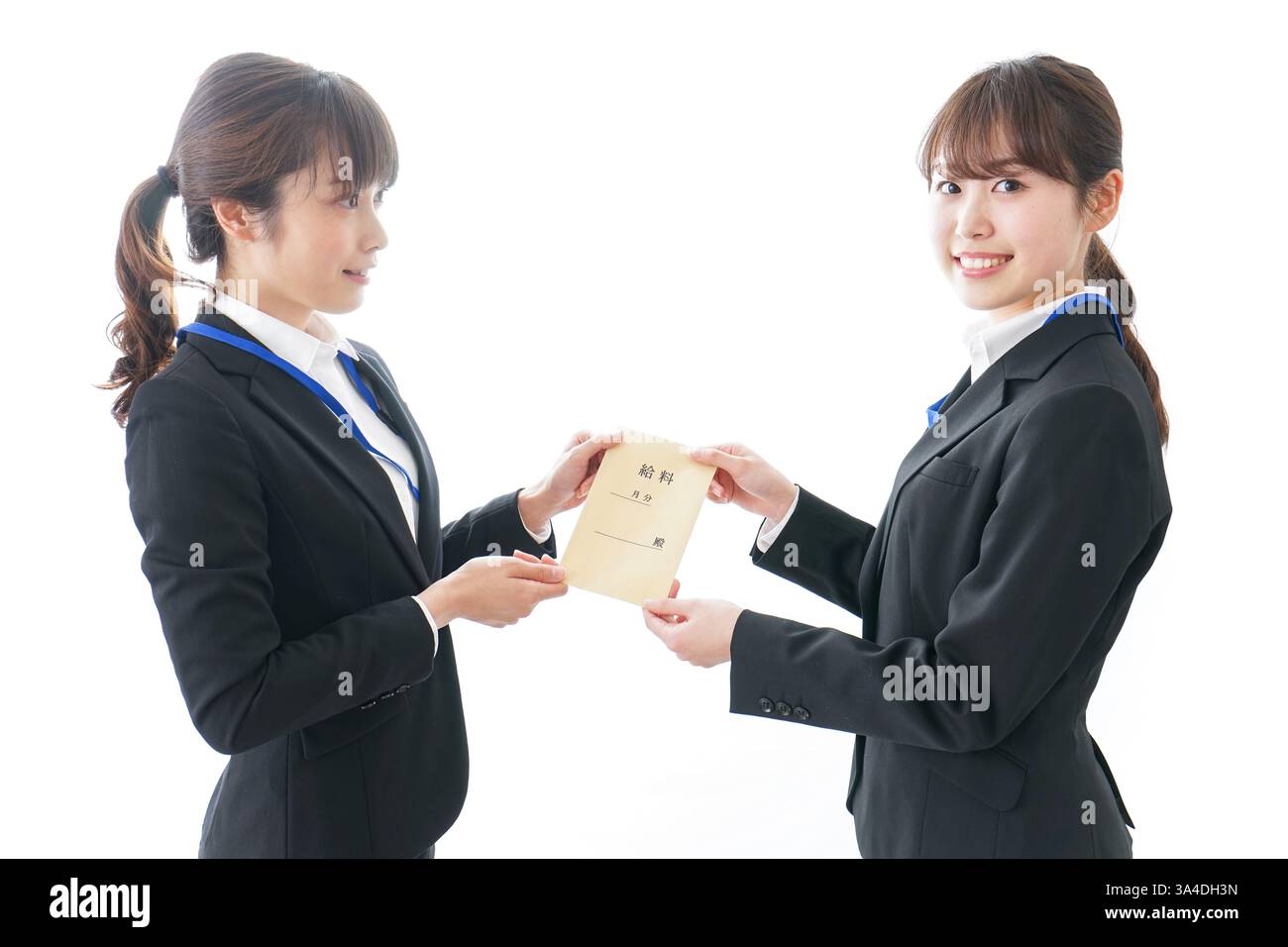 Junge Geschäftsfrau und Gehalt Stockfoto