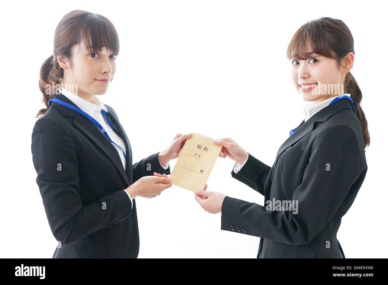 Junge Geschäftsfrau und Gehalt Stockfoto