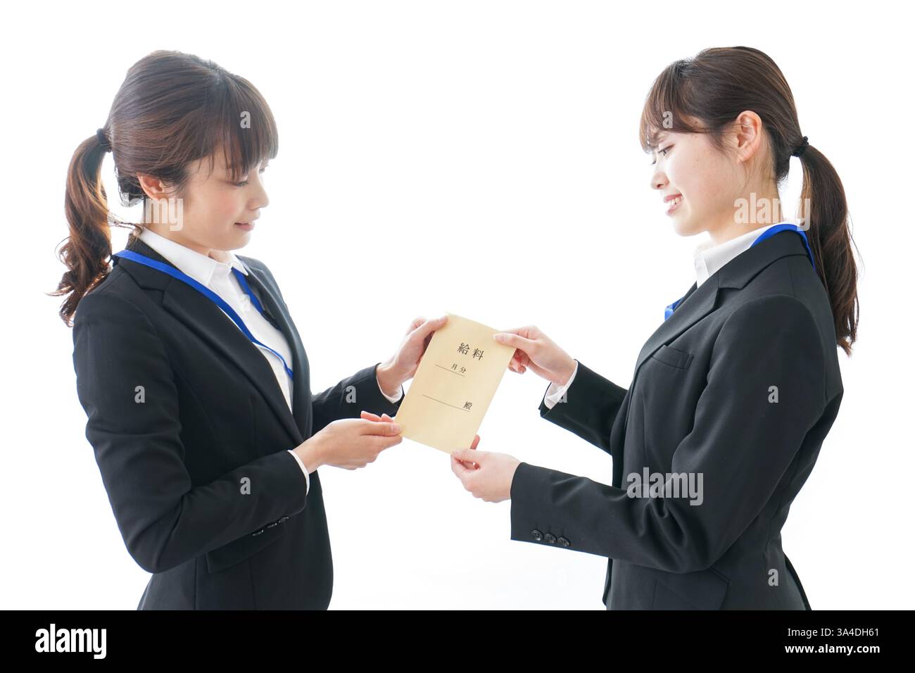Junge Geschäftsfrau und Gehalt Stockfoto