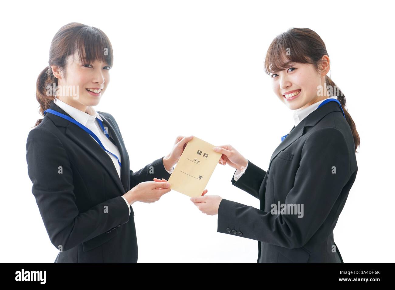 Junge Geschäftsfrau und Gehalt Stockfoto