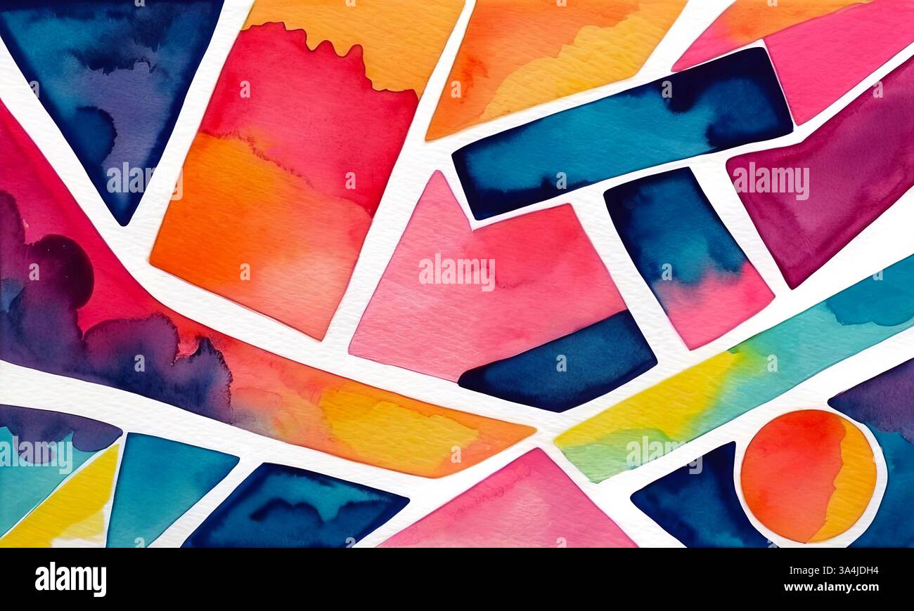 Heller mehrfarbiger Aquarellhintergrund, abstraktes Muster für Design Stockfoto