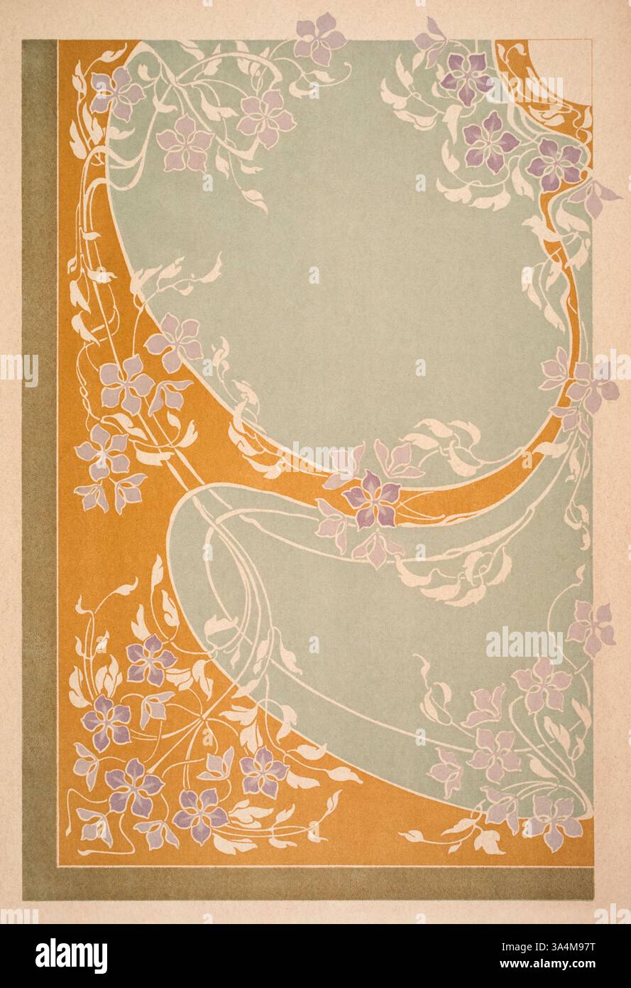 Clematis Plafond, Jugendstil, Deckenbotanisches Aquarelldesign von Wiener Kunstprofessor Georg Sturm aus Dekorative Vorbilder XIII, 1902 Stockfoto
