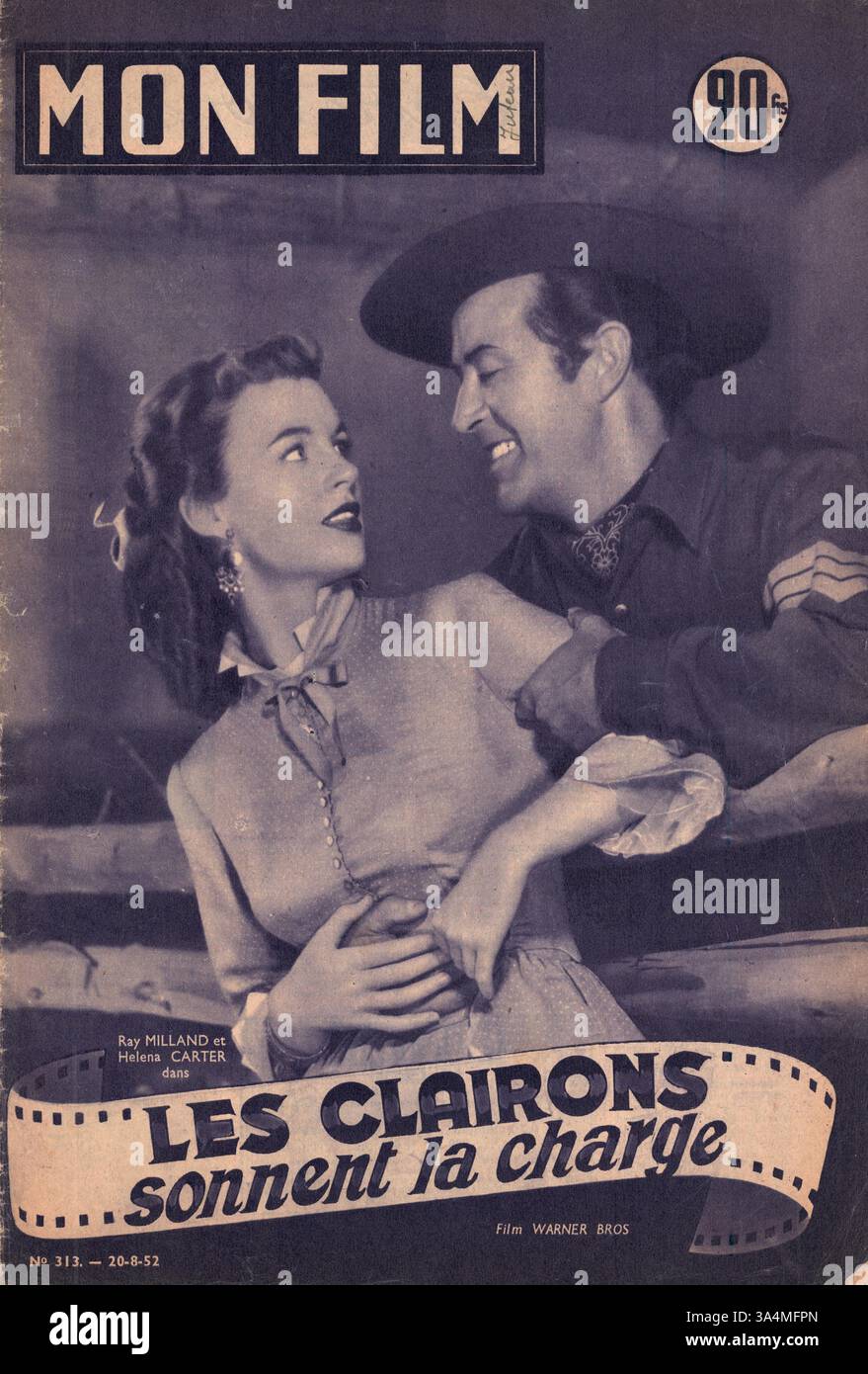 1952 Mon Film Magazin Ray Milland und Helena Carter in Les Clairons sonnent la Charge Stockfoto