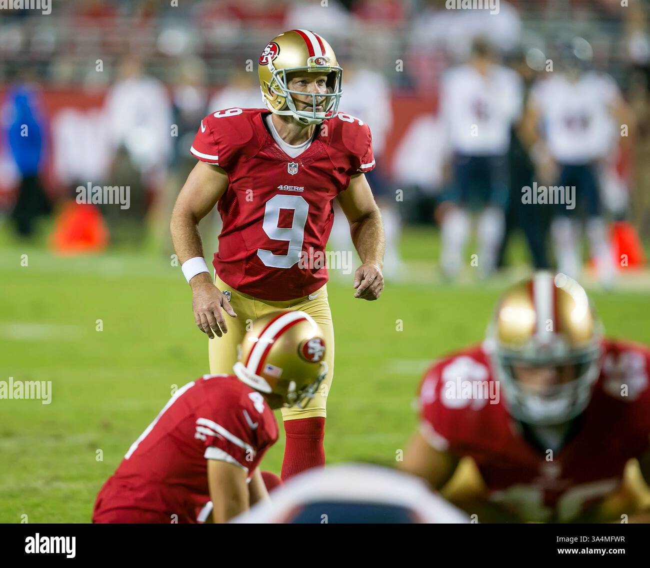 14. September 2014: Phil Dawson (9), der in San Francisco 49ers im 49 Levi's Stadium in San Francisco, CA. Die Bears besiegten die 49ers mit 28:20. ©Damon Tarver/Cal Sport Media(Kreditbild: © Damon Tarver/Cal Sport Media/ZUMAPRESS.com) Stockfoto