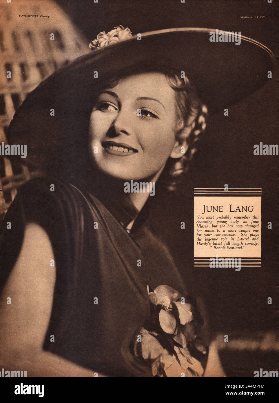 1935 Picturegoer-Schauspielerin June lang Stockfoto