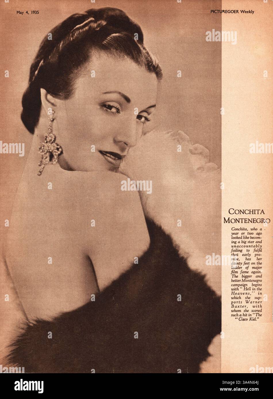 1935 Picturegoer Schauspielerin Conchita Montenegro Stockfoto