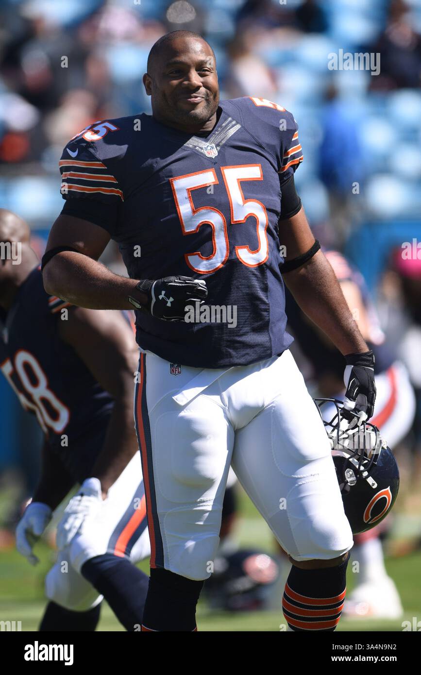 5. Oktober 2014: Chicago Bears vor Linebacker Lance Briggs #55 vor dem NFL-Football-Spiel zwischen den Chicago Bears und den Carolina Panthers im Bank of America Stadium in Charlotte, NC. (Bild: © Evan Pike/Cal Sport Media/ZUMAPRESS.com) Stockfoto