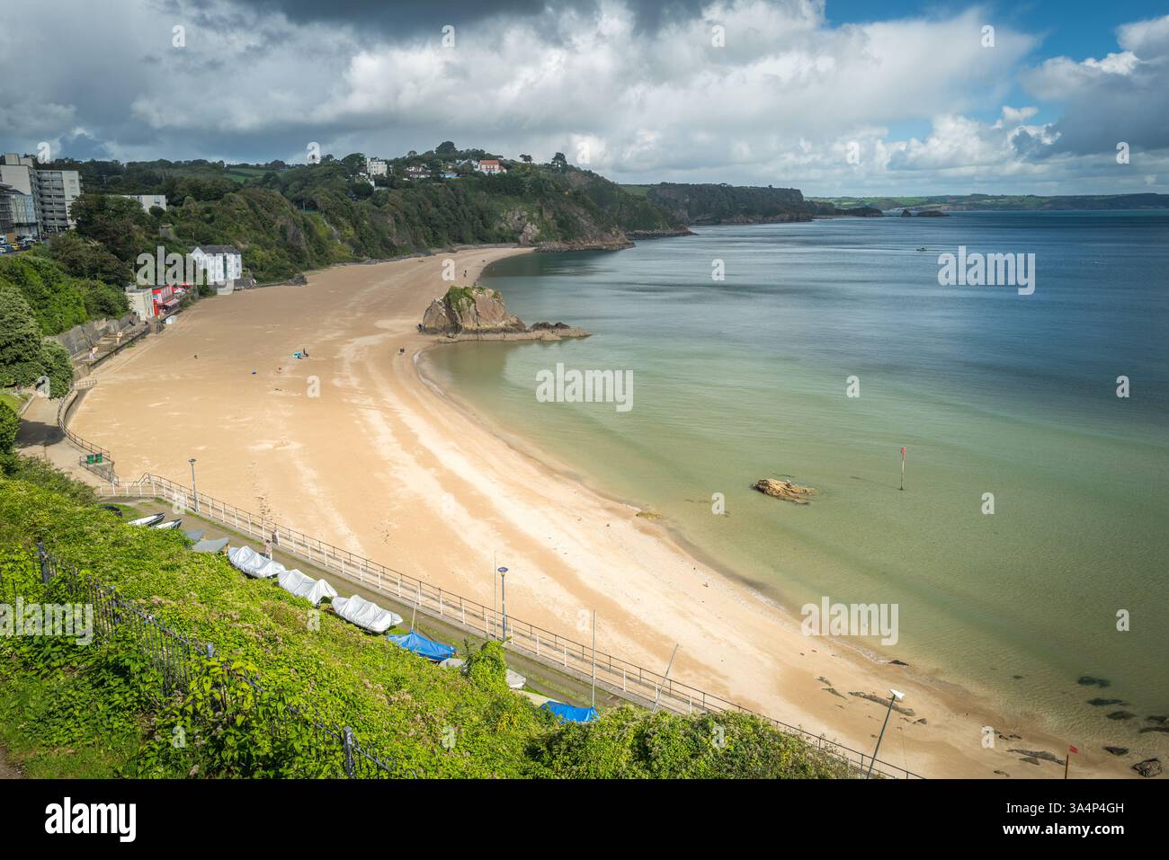 Tenby North Beach in Pembrokeshire, South Wales, Großbritannien. Stockfoto