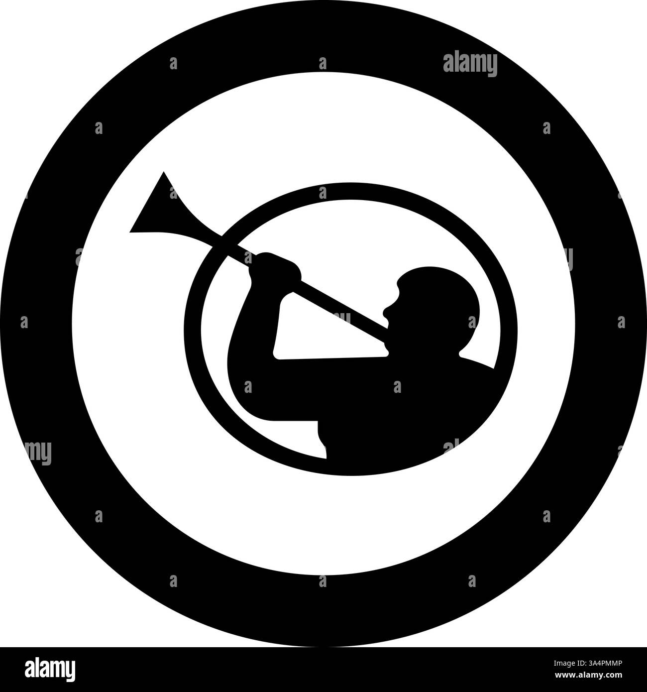 Mormonensymbol Kirche Jesu Christi der Heiligen der letzten Tage Engel des Mormonismus Zeichen Moroni Religion Morony Mann bläst Trompete Silhouette Icon in Stock Vektor