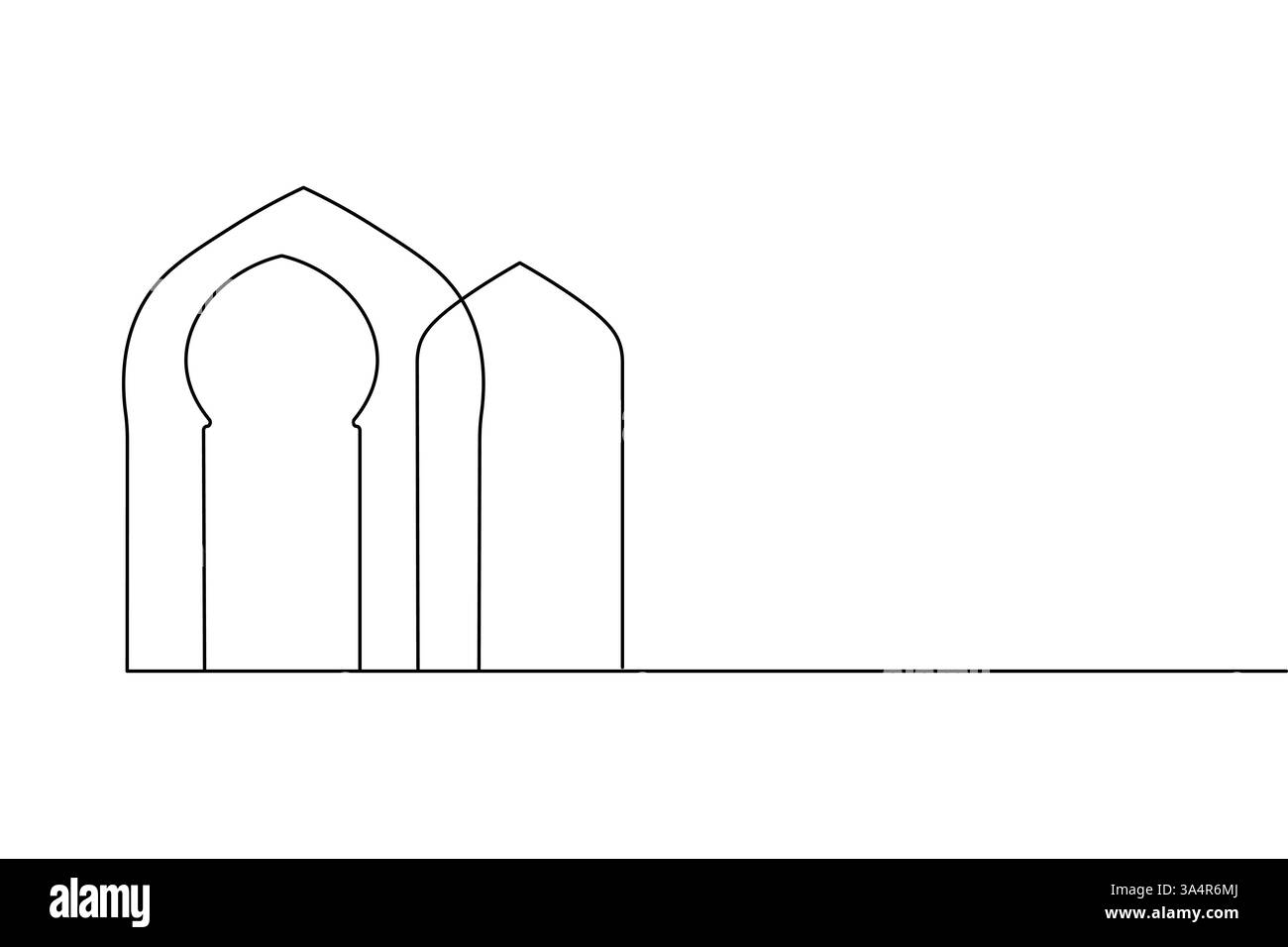 Islamisches Fenstersymbol durchgehende einzeilige Zeichnung einfache Umrisssilhouette Vektor-Illustration Stock Vektor