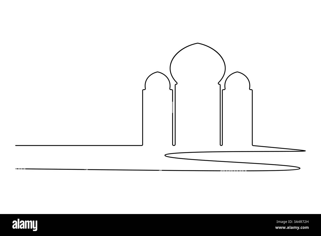 Islamisches Fenstersymbol durchgehende einzeilige Zeichnung einfache Umrisssilhouette Vektor-Illustration Stock Vektor