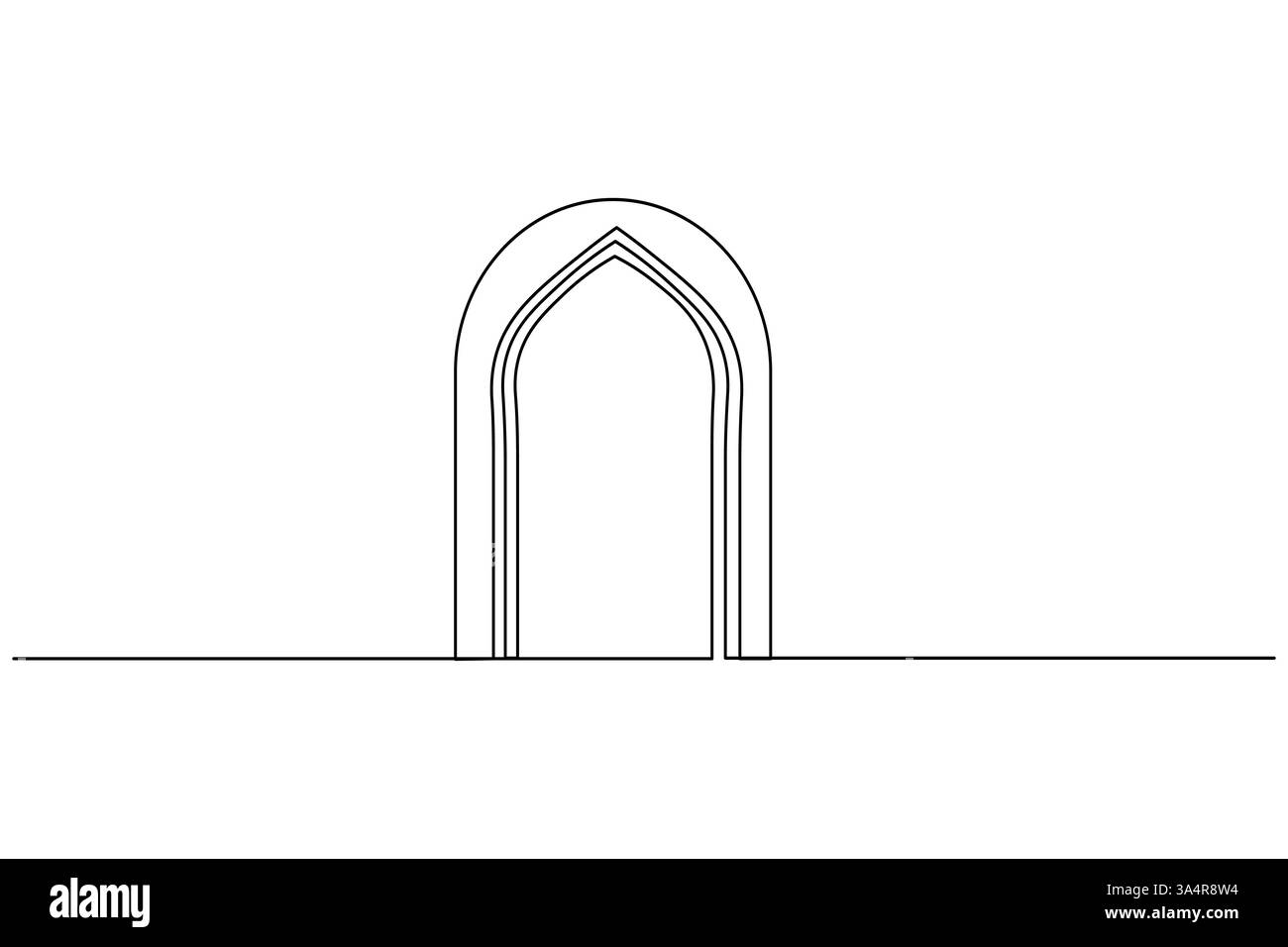 Islamisches Fenstersymbol durchgehende einzeilige Zeichnung einfache Umrisssilhouette Vektor-Illustration Stock Vektor