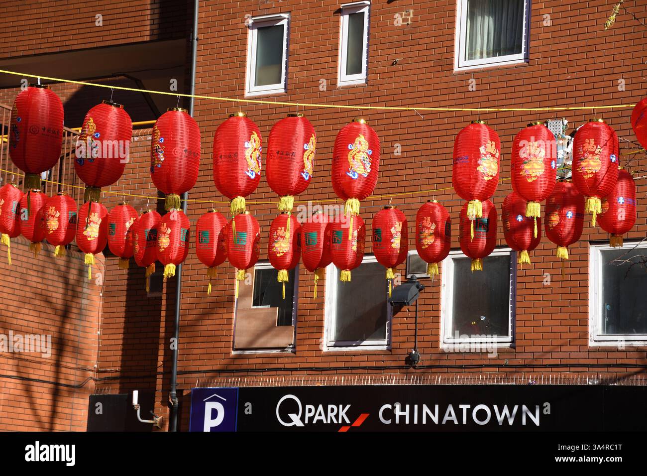 Wir Feiern Das Chinesische Neujahr, Chinesische Laternen, Chinatown, London, Großbritannien Stockfoto