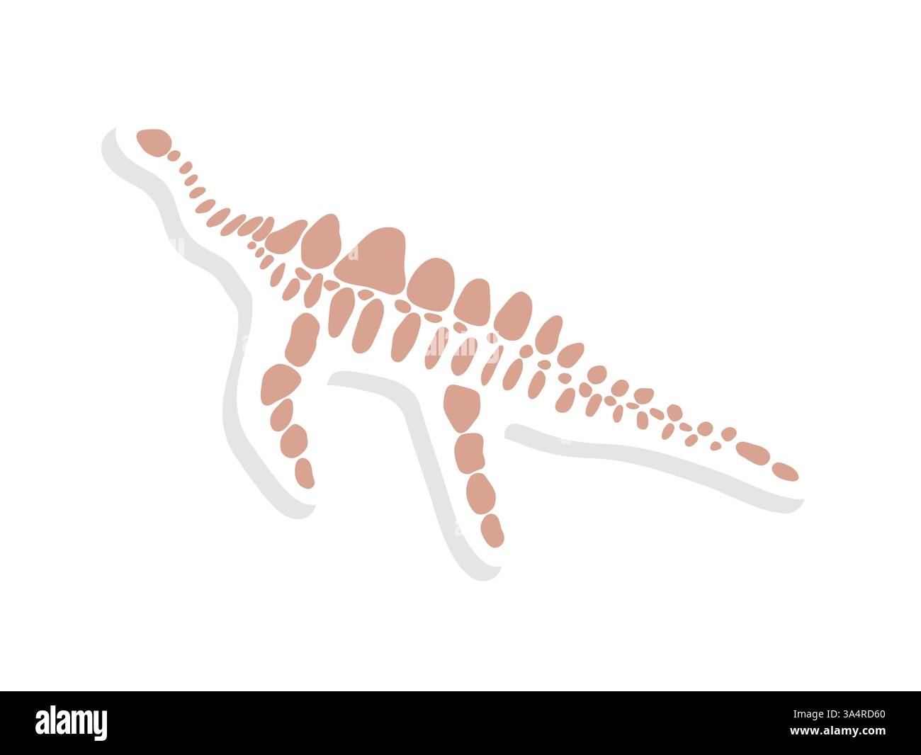 Abstrakte Dinosaurier-Skelett-Illustration in beigefarbener Farbe Stock Vektor