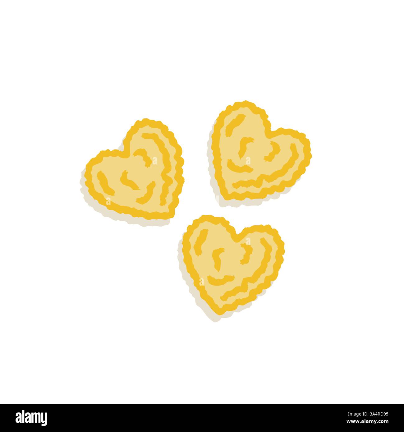 Hühnernuggets in Form von Herzen Illustration auf weißem Hintergrund. Abbildung des Fast-Food-Menüs Stock Vektor