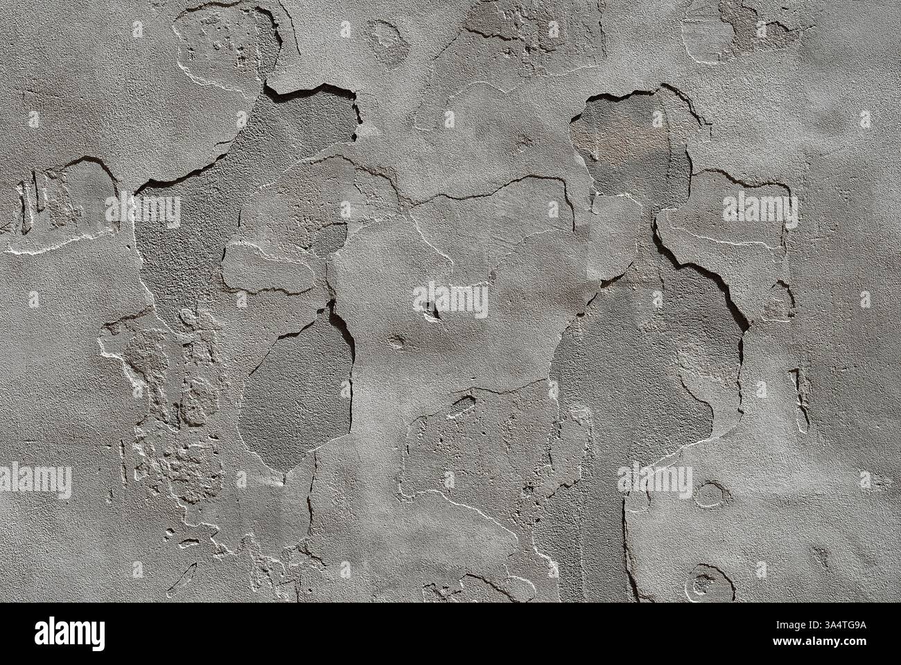 Gerissener Alter Grauer Zement Beton Stein Wand Textur Hintergrund Stockfoto