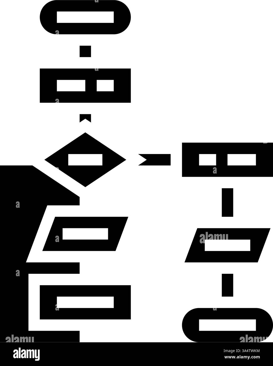 Algorithmus-Flussdiagramm Ai-Integration Glyph-Symbol-Vektorillustration Stock Vektor