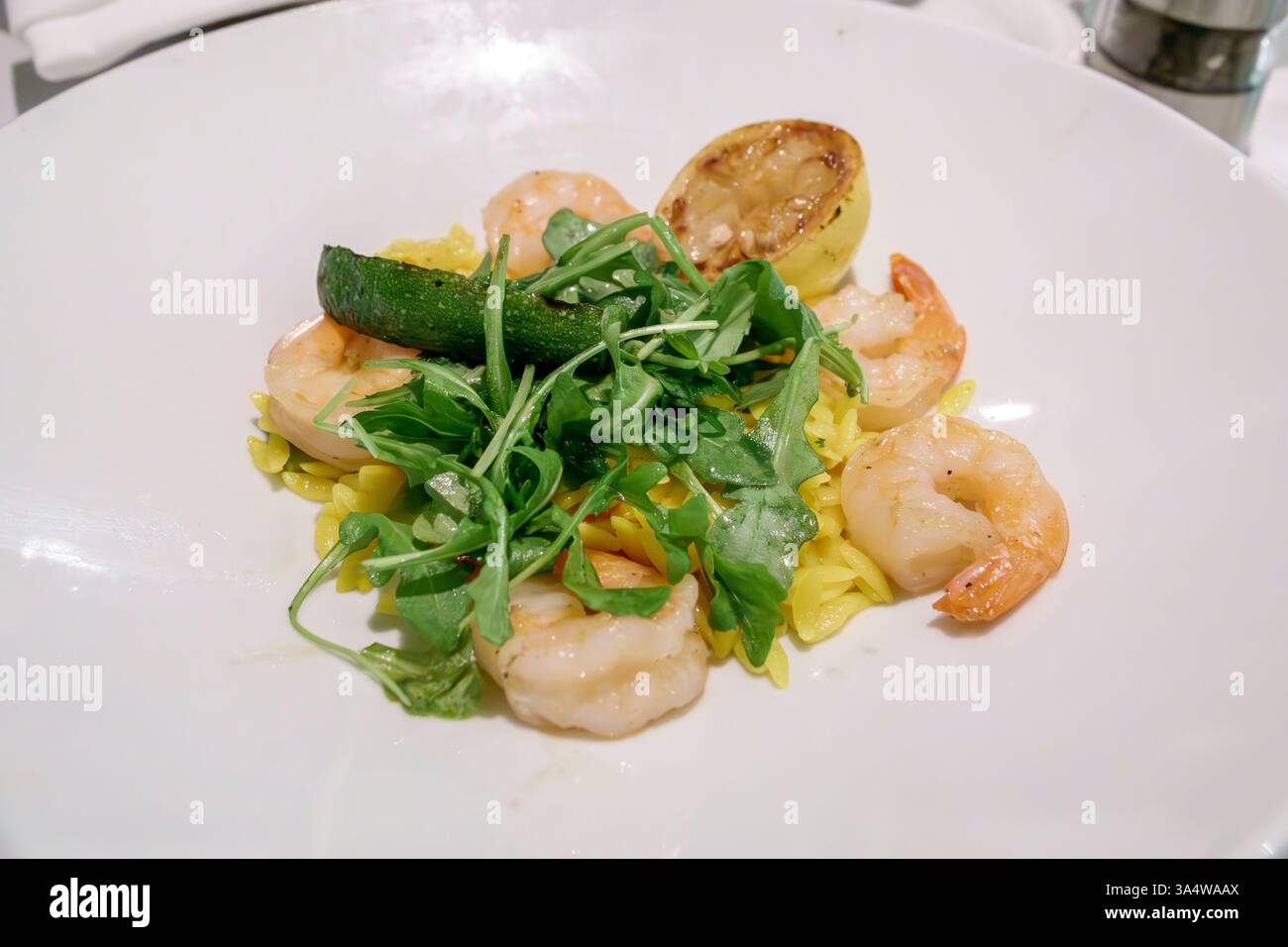 Basseterre St. Saint Kitts und Nevis, norwegische Kreuzfahrtlinie NCL Breakaway Schiff 11-tägige Reiseroute, Innenausstattung an Bord, italienisches Spezialitätenrestaurant La Stockfoto