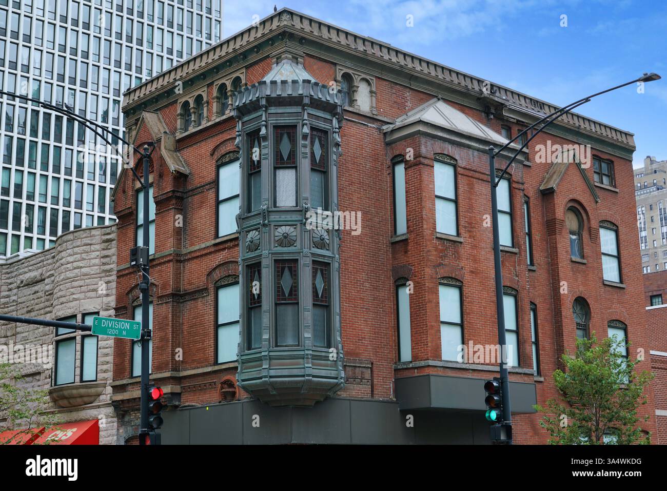 Chicagoer Altstadt, verziertes Gebäude aus dem 19. Jahrhundert Stockfoto