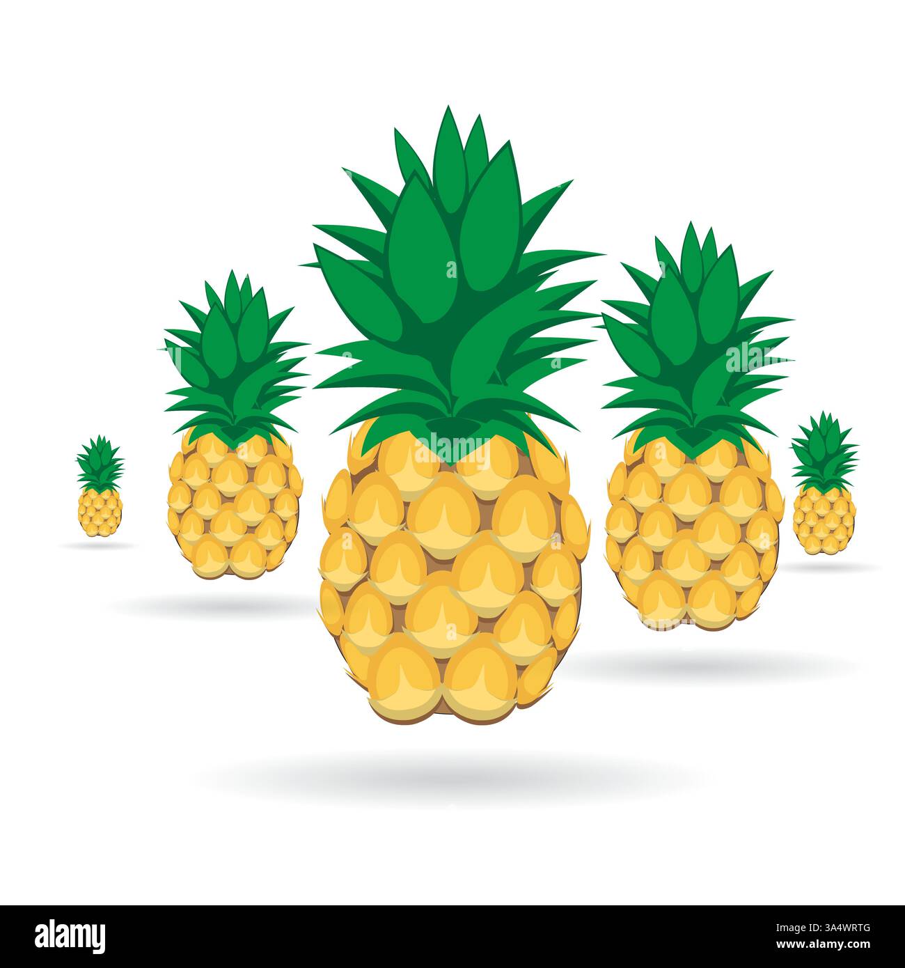 Ananas Fruchtkontur abstraktes nahtloses Muster auf weißem glänzenden reflektierenden Hintergrund für Tapete, Muster, Web, Blog, Oberfläche, Texturen, Grafik Stock Vektor