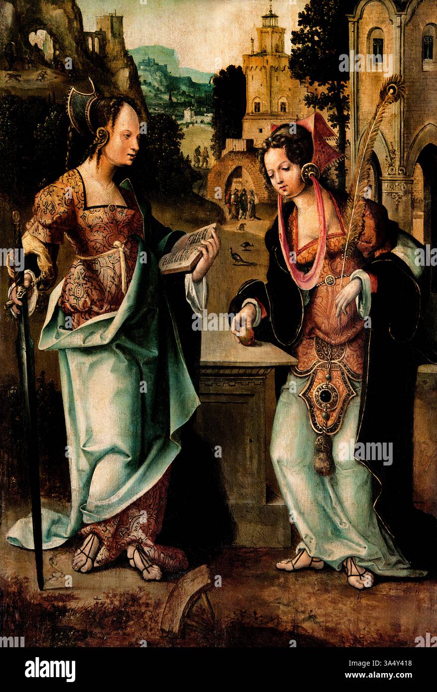 Antwerpen Mannierist erste Hälfte des 16. Jahrhunderts St. Katharina und St. Barbara Niederlande, Louvre France Fine Art Museum Paris. Stockfoto