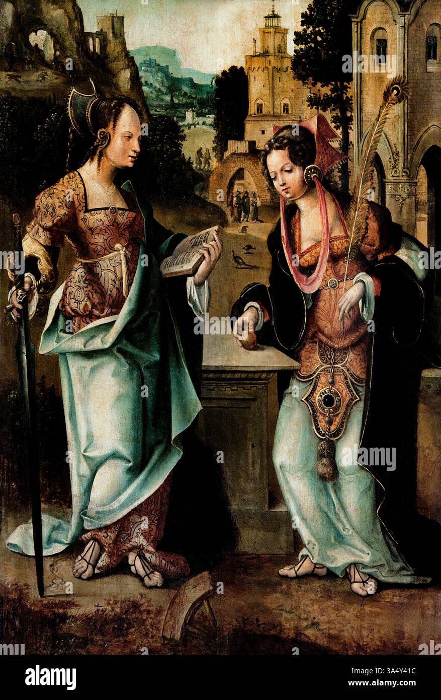 Antwerpen Mannierist erste Hälfte des 16. Jahrhunderts St. Katharina und St. Barbara Niederlande, Louvre France Fine Art Museum Paris. Stockfoto
