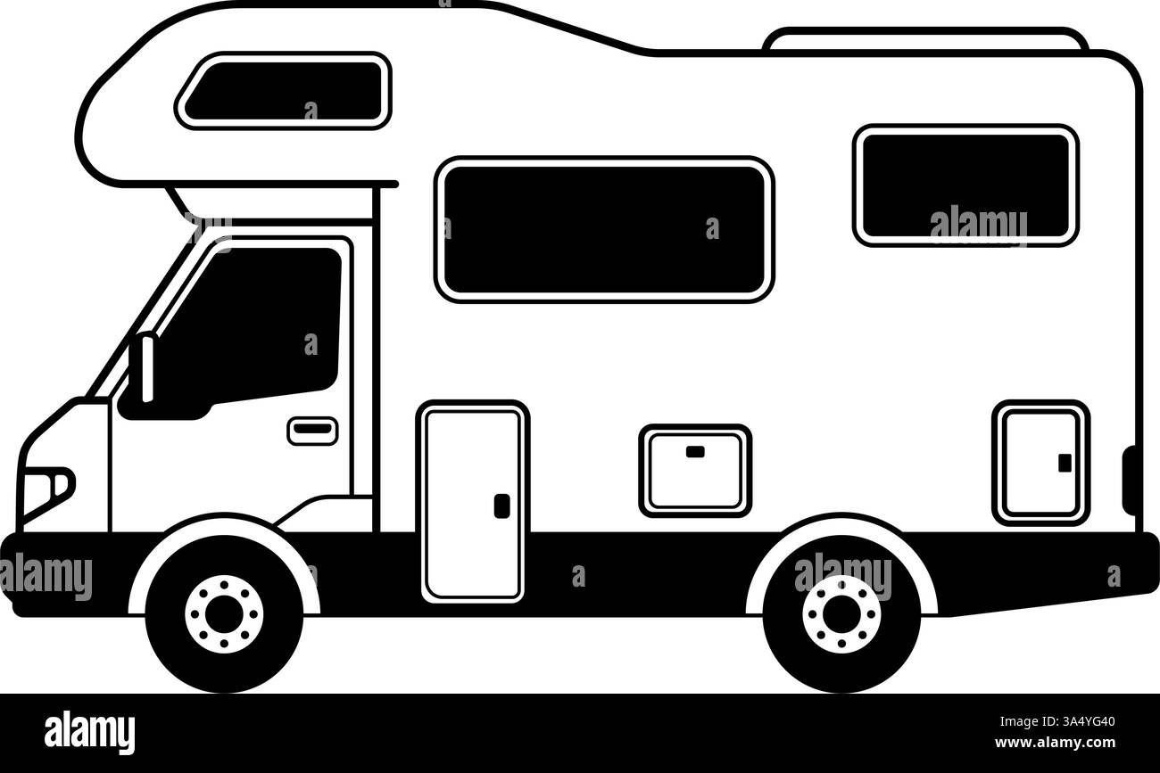 Campervan Monochrom Clip Art Symbol Logo Vektor Illustration Stock Vektor