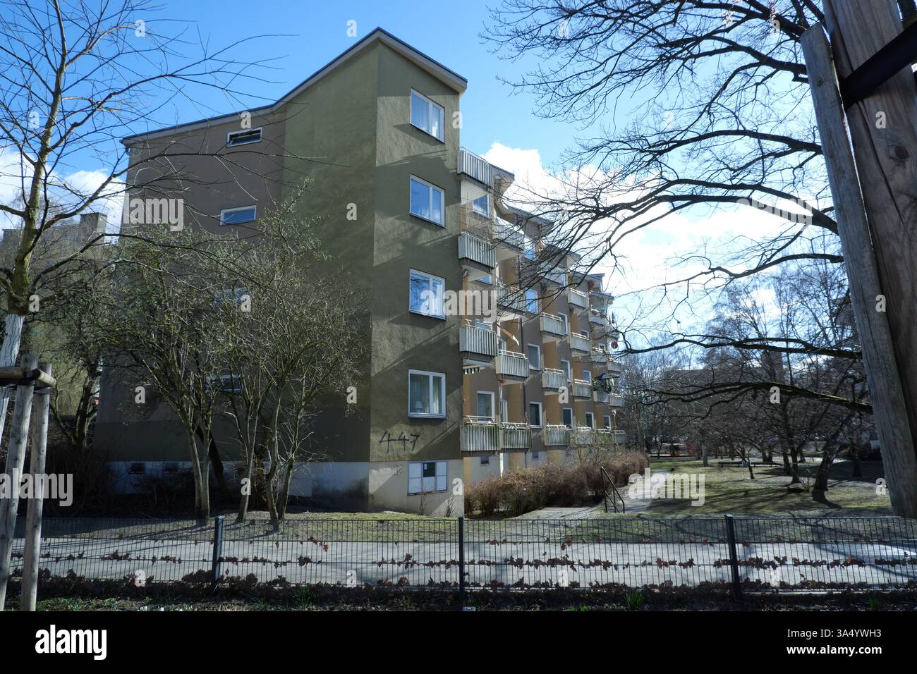 Seimensstadt in Berlin Charlottenburg 2025 umfasst ikonische Sozialwohnungen 1929–34, die von Architekten unter anderem Walter Gropius entworfen wurden. Stockfoto