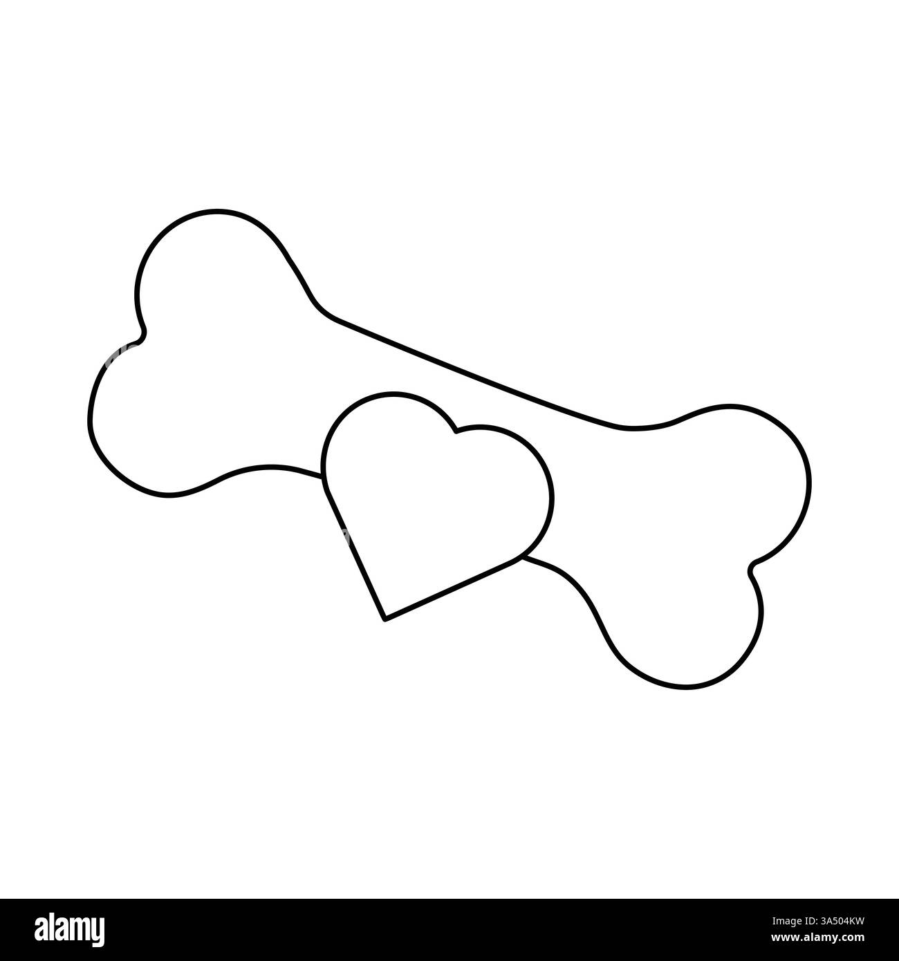 Durchgehende einzeilige Hund- und Knochenzeichnung des isolierten Konturvektorsymbols Stock Vektor