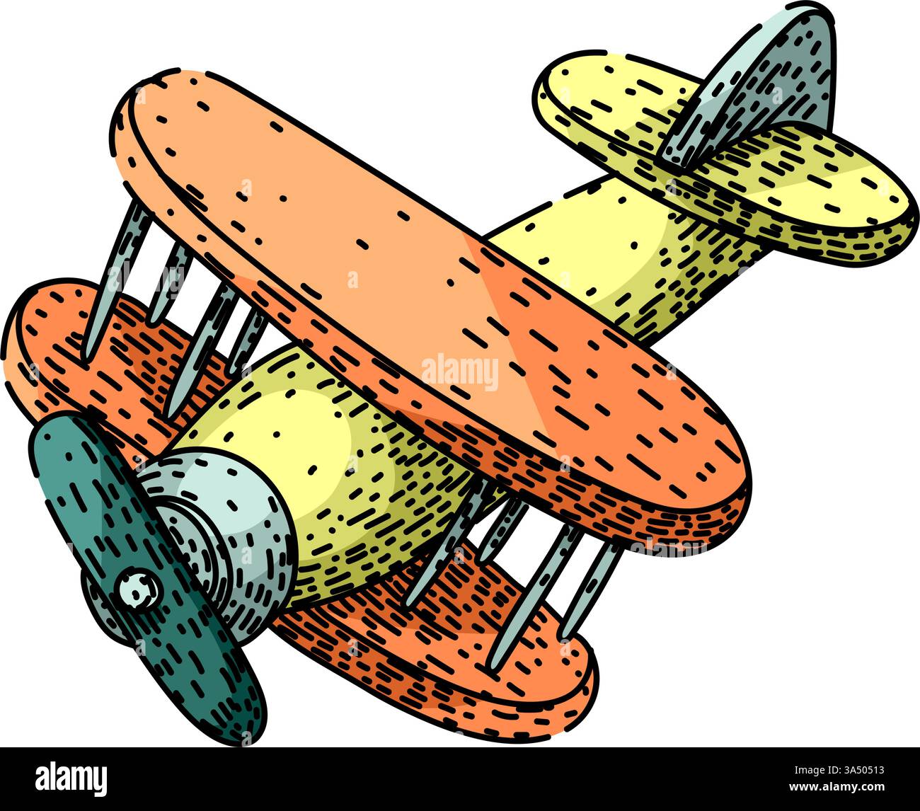 Propellermodell Flugzeugskizze Hand gezeichneter Vektor Stock Vektor