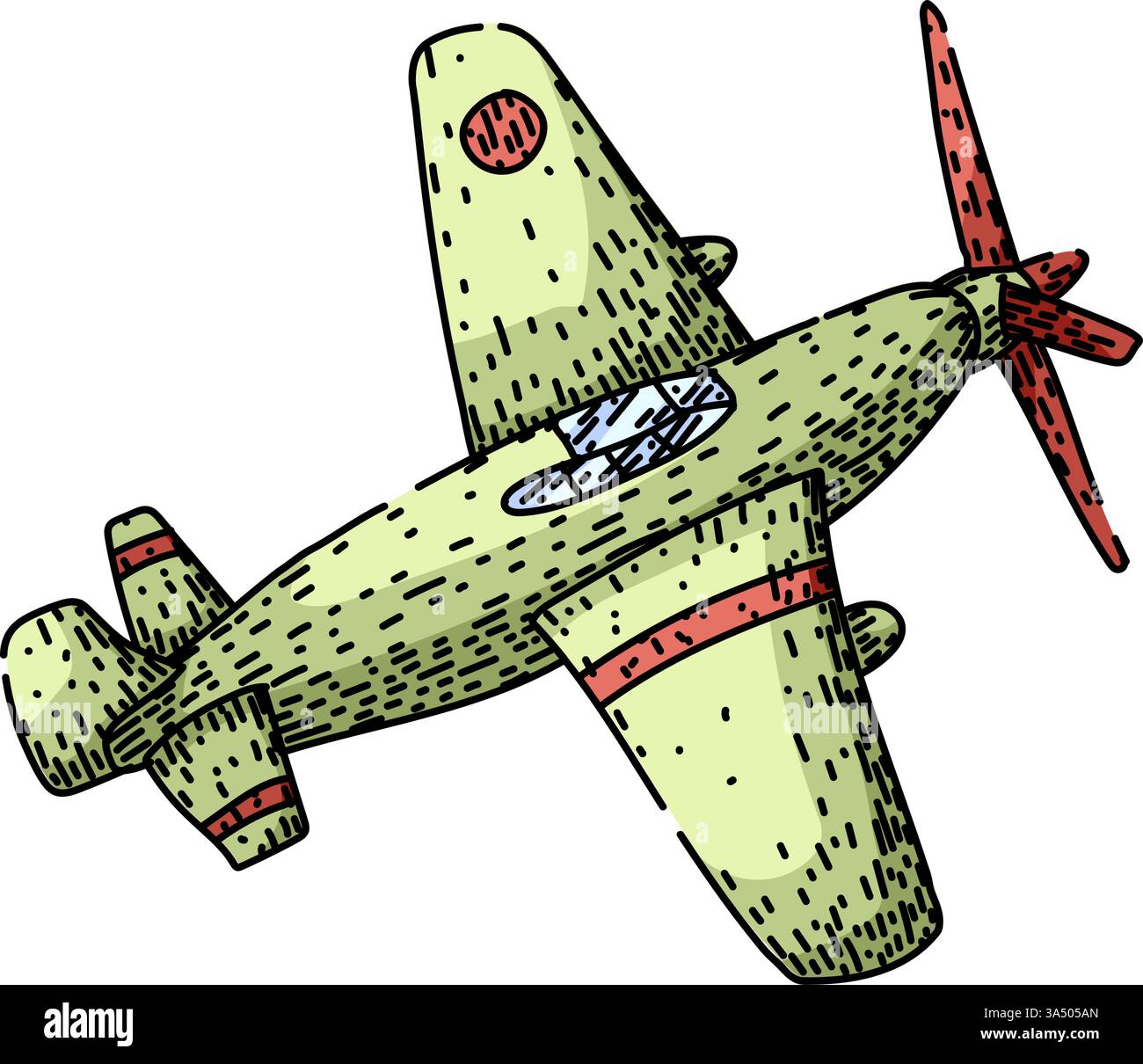 Wingspan-Modell Flugzeugskizze Hand gezeichneter Vektor Stock Vektor