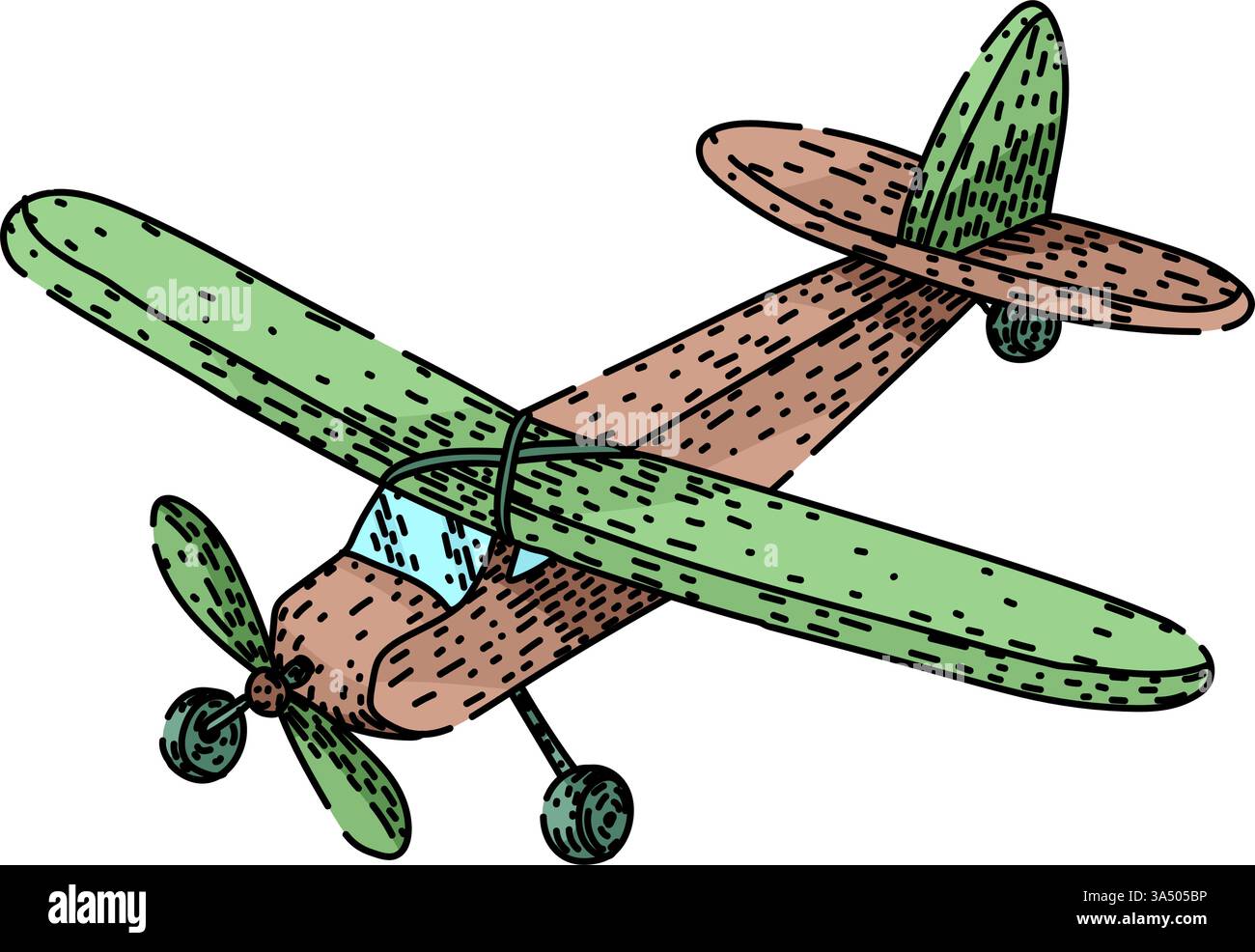 Motormodell Flugzeugskizze handgezeichneter Vektor Stock Vektor