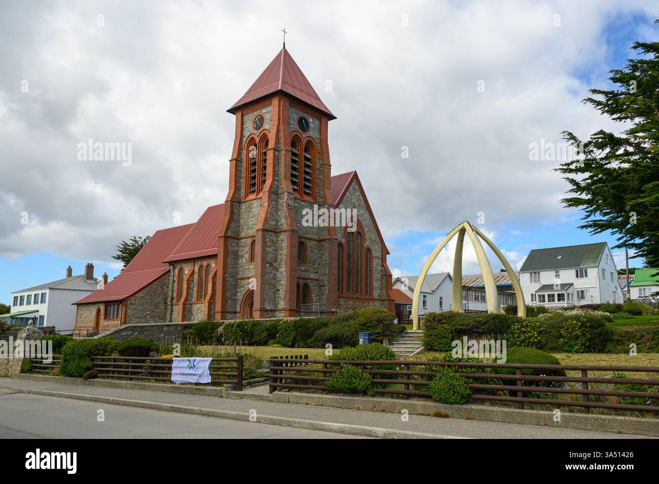Die Christ Church Cathedral der anglikanischen Gemeinde der Falklandinseln, Port Stanley, Falklandinseln (Islas Malvinas). Stockfoto