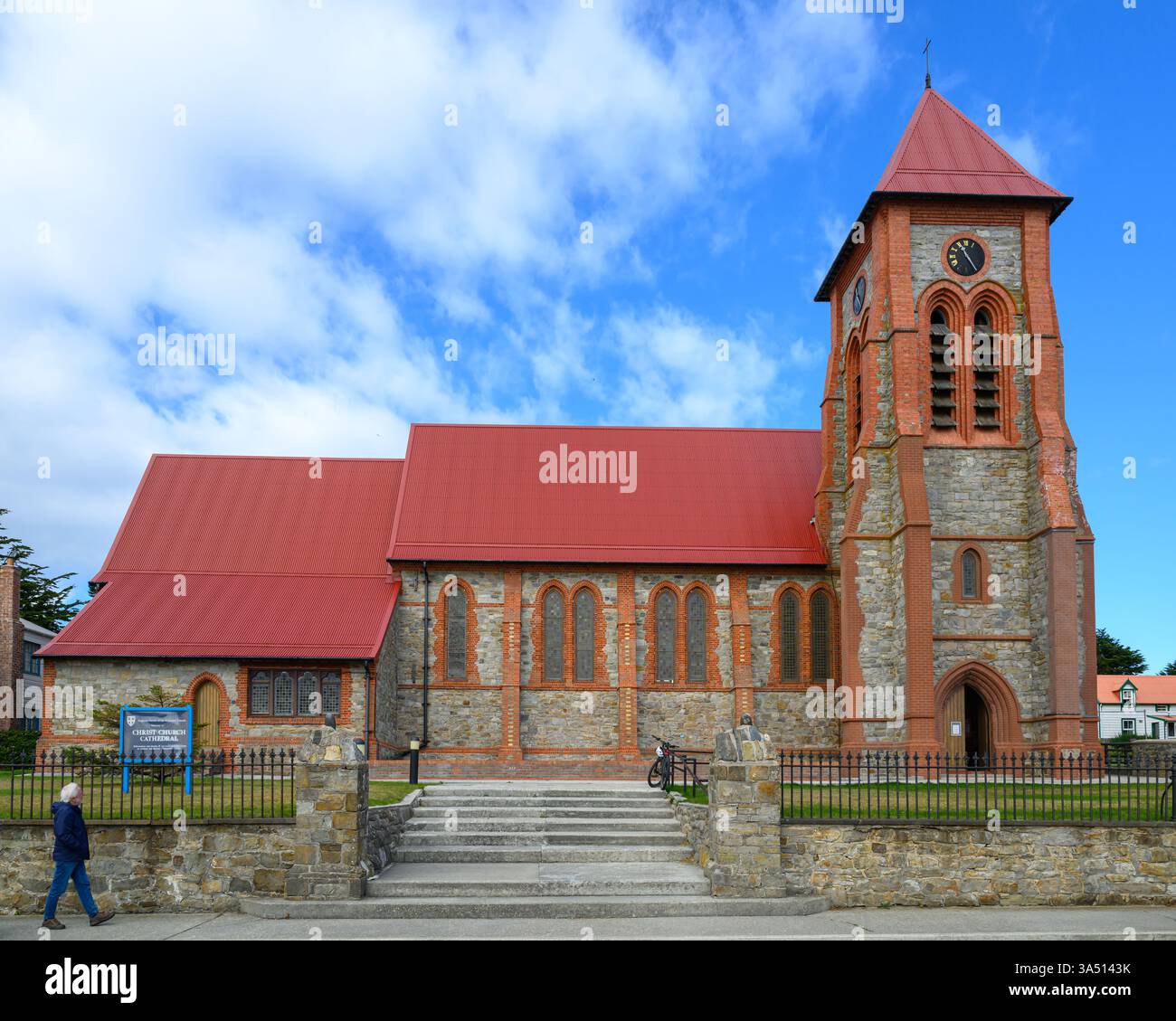 Die Christ Church Cathedral der anglikanischen Gemeinde der Falklandinseln, Port Stanley, Falklandinseln (Islas Malvinas). Stockfoto