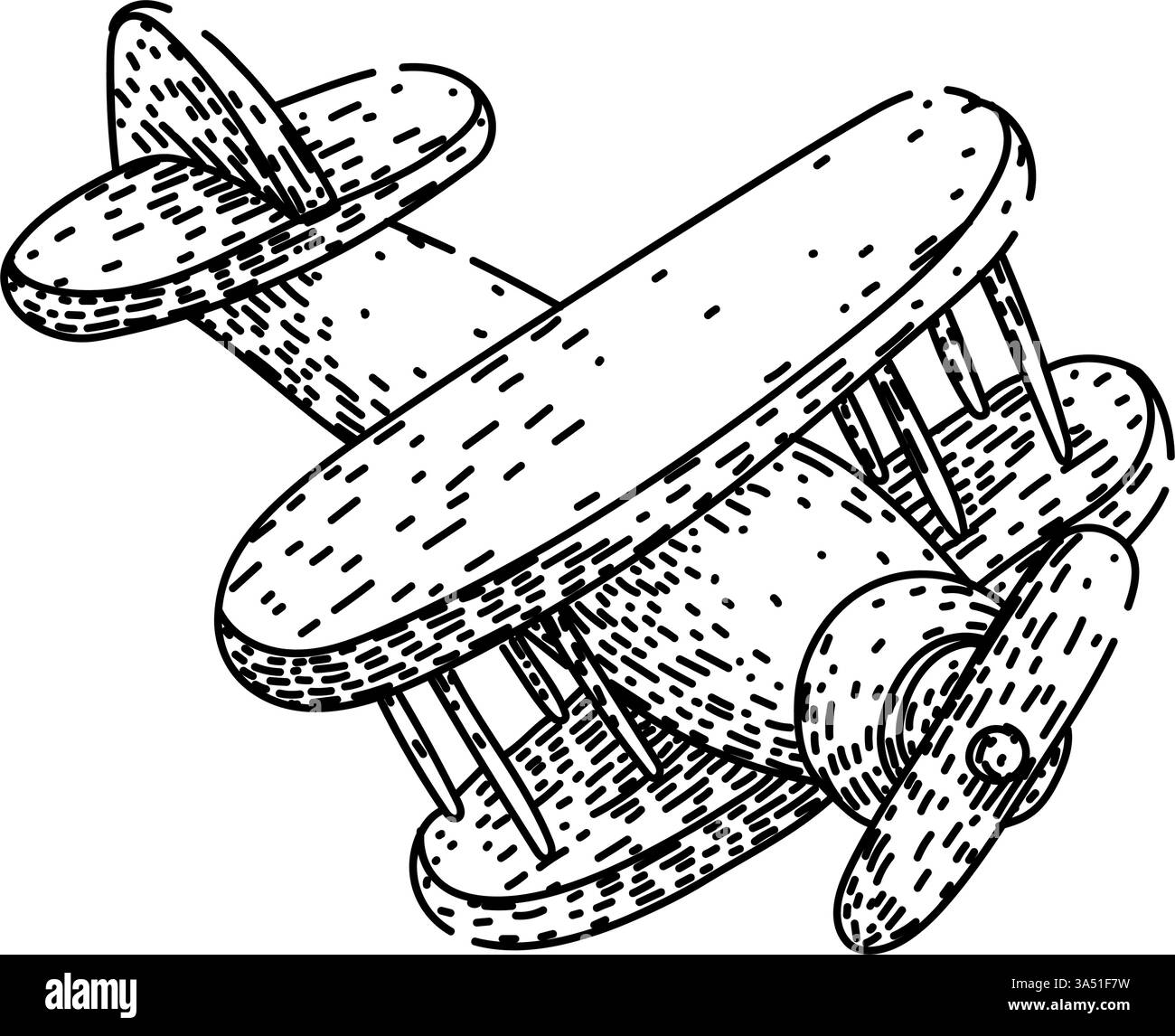 Propellermodell Flugzeugskizze Hand gezeichneter Vektor Stock Vektor