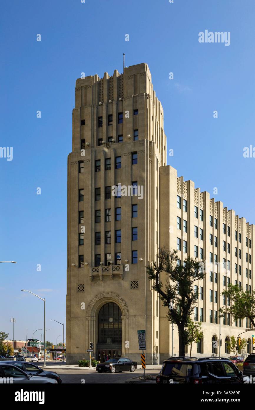 Das Victory Building (erbaut 1935–36) an der Main Street in Winnipeg, Manitoba, Kanada Stockfoto