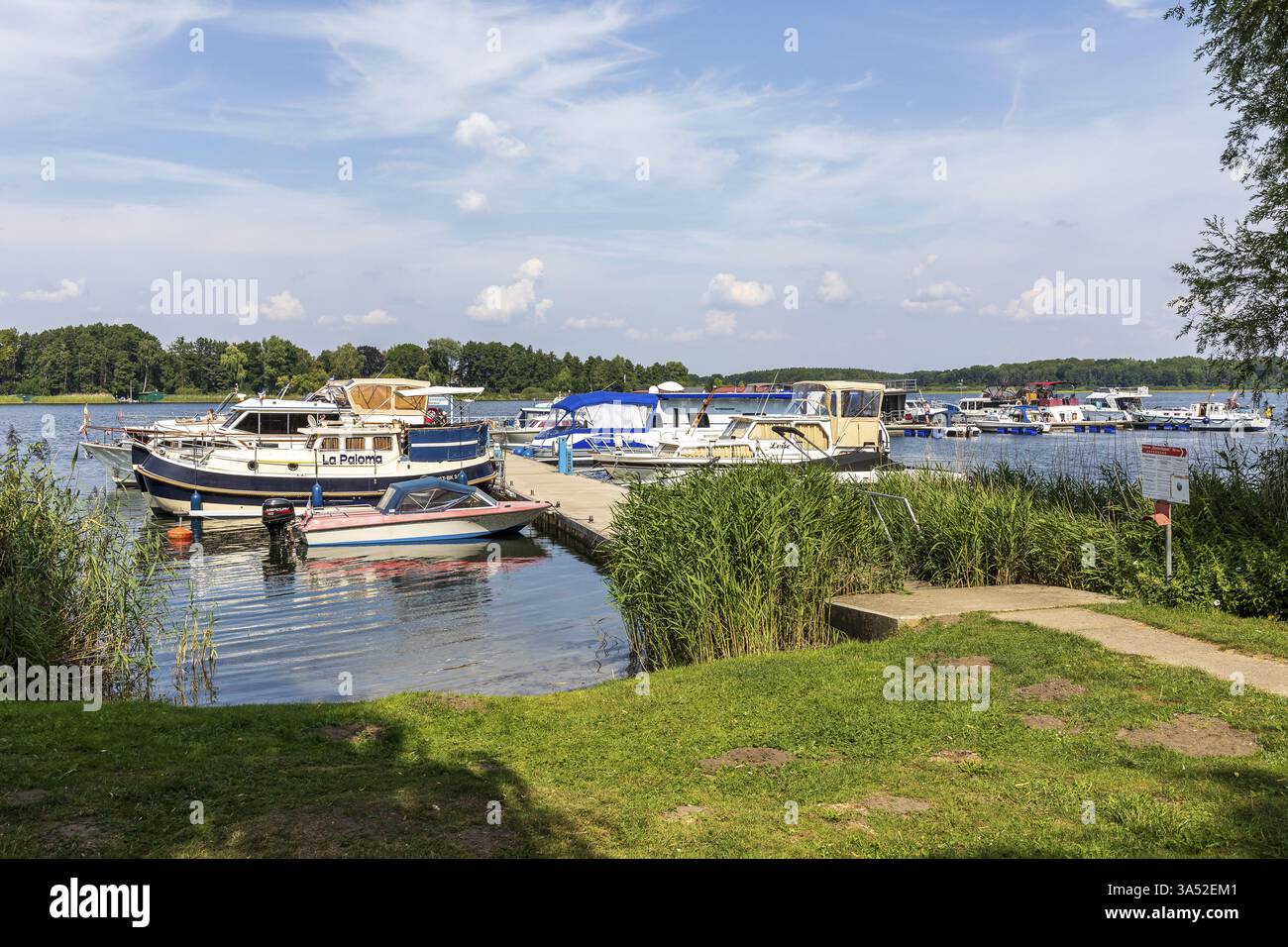 Kleiner Yachthafen am Malchow-See, Malchow, Mecklenburgische Seenplatte, Mecklenburg, Deutschland, Europa Stockfoto