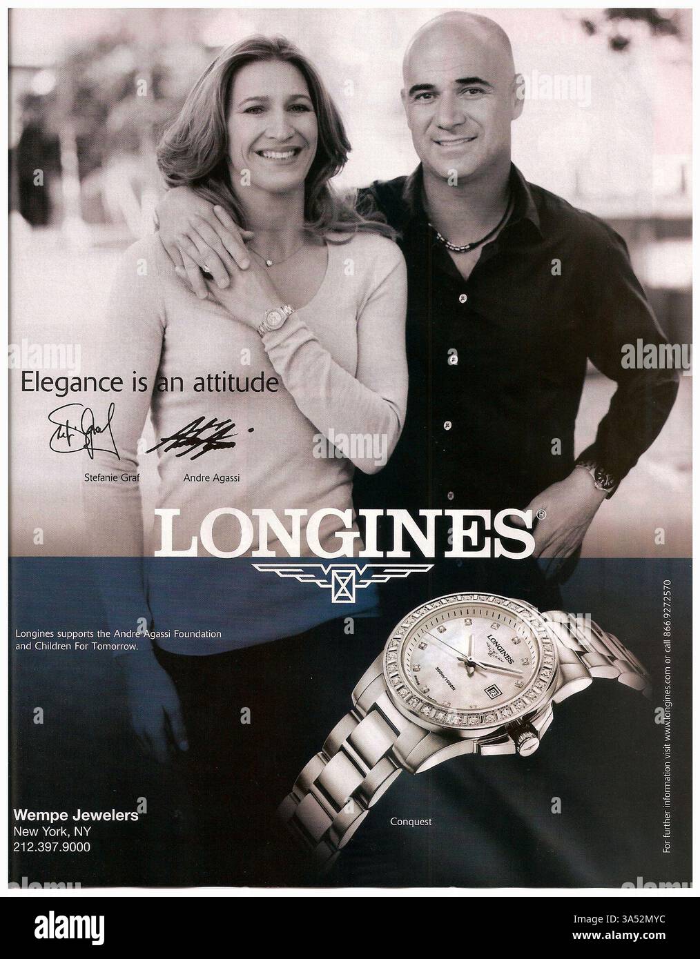 2009 Werbespot für Longines Conquest Uhren mit Steffi Graf und Andre Agassi Stockfoto
