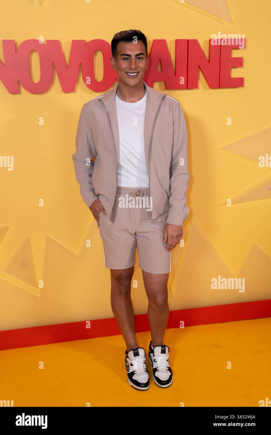 Junaid Ahmed nimmt an einer speziellen Vorführung von Novocaine in der Dive Bar and Theatre im Ham Yard Hotel im Zentrum von London Teil. Bilddatum: Donnerstag, 20. März 2025. Stockfoto